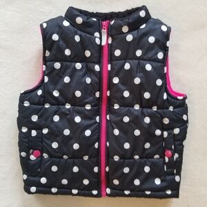 Carter's Polka Dot Puffer Vest with Pink Accents